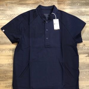 FIGS Bengo Henley Scrub Top Navy